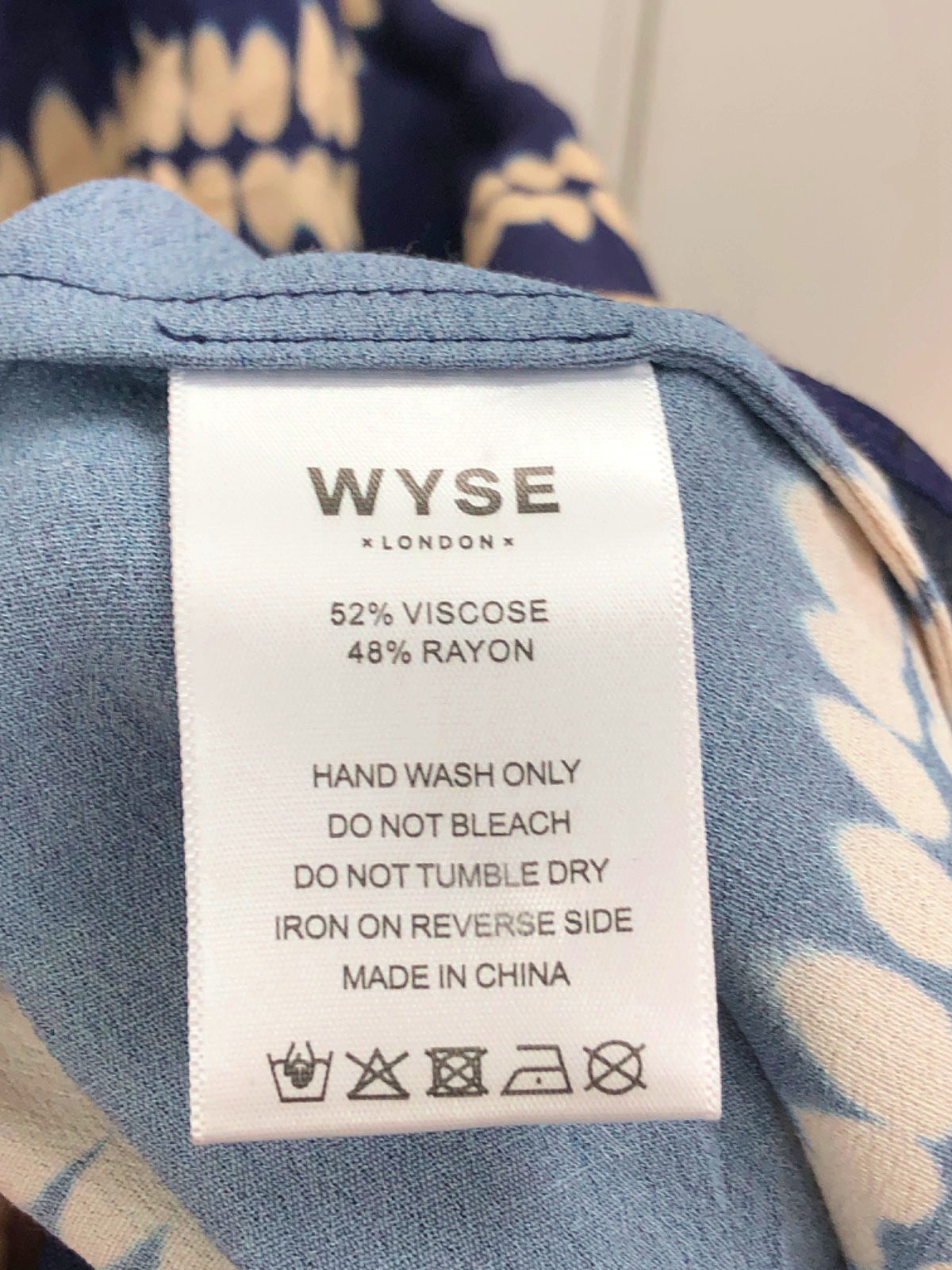 WYSE LONDON Blue and Cream Aggie Shibouri Dress - Midnight/Ivory UK 8