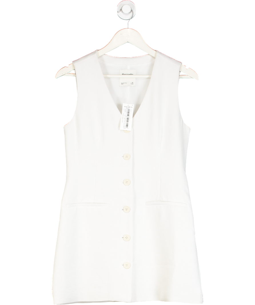 Abercrombie & Fitch White Tailored Longline Waistcoat UK S
