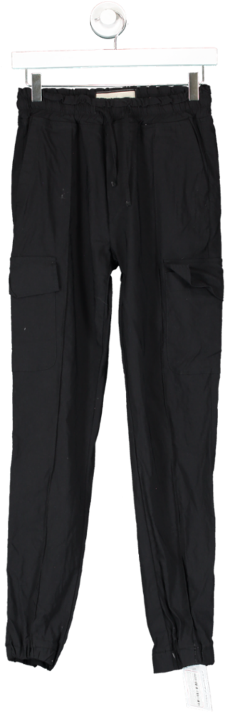 Prevu Black Cuffed Cargo Trousers UK M