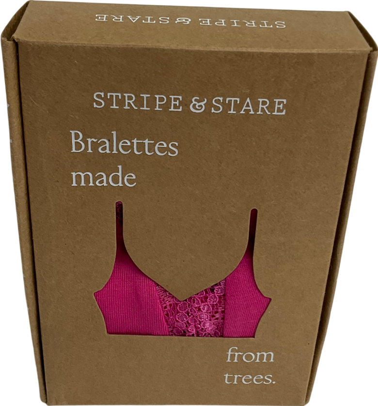 Stripe & Stare Pink Rouge Lace Bralette UK 14