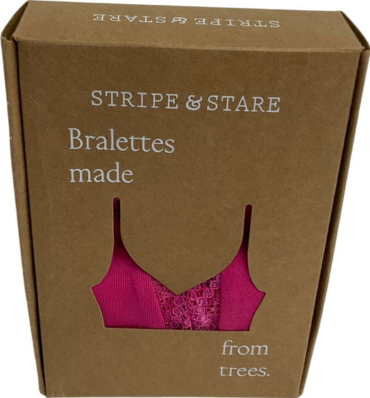 Stripe & Stare Pink Rouge Lace Bralette UK 14