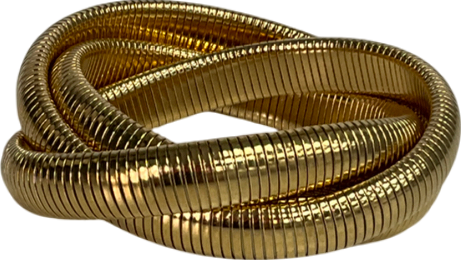 Metallic Golden Spiral Triple Layer Hoop Bangle Bracelet