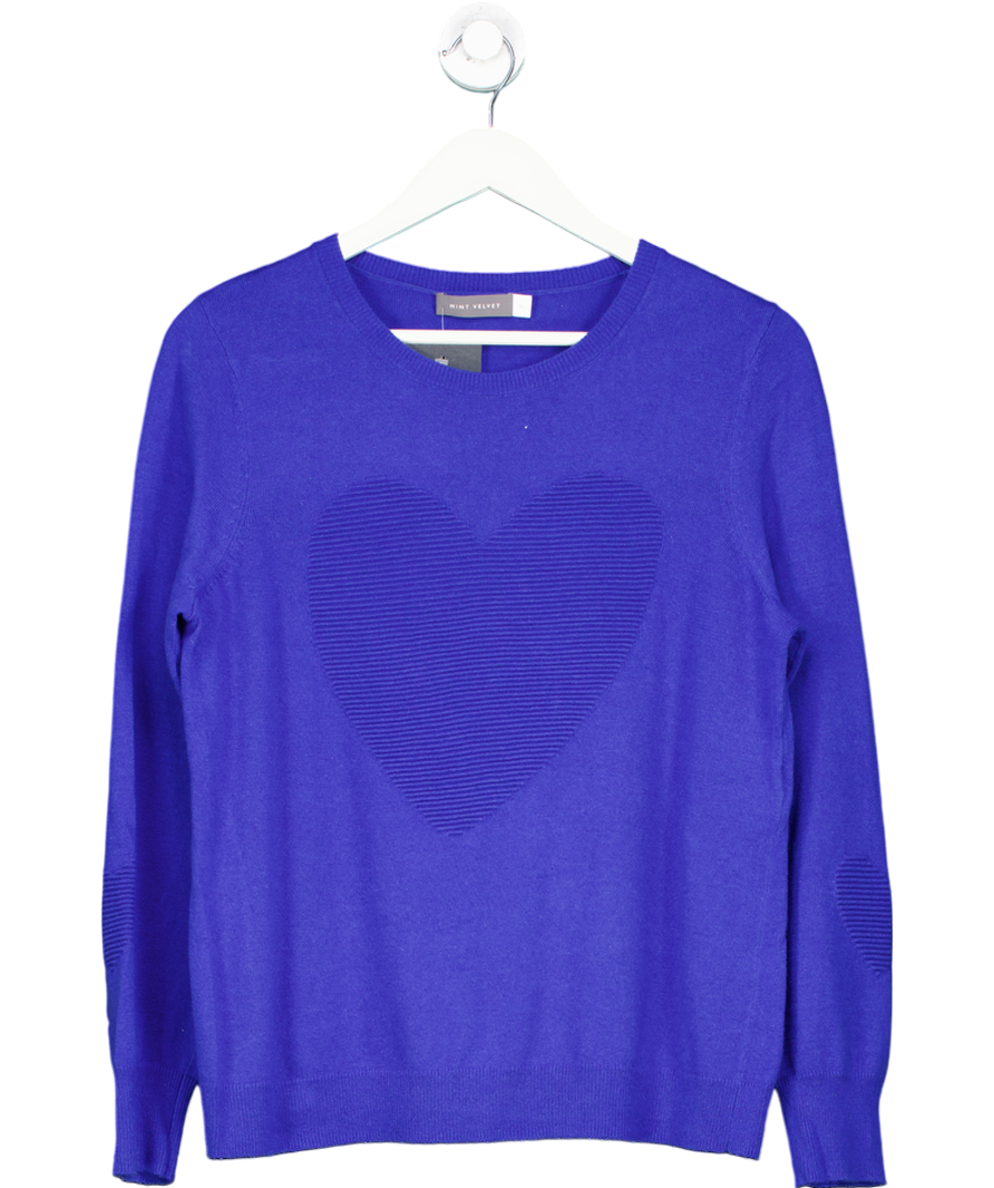 Mint Velvet Blue Ottoman Heart Jumper UK 16