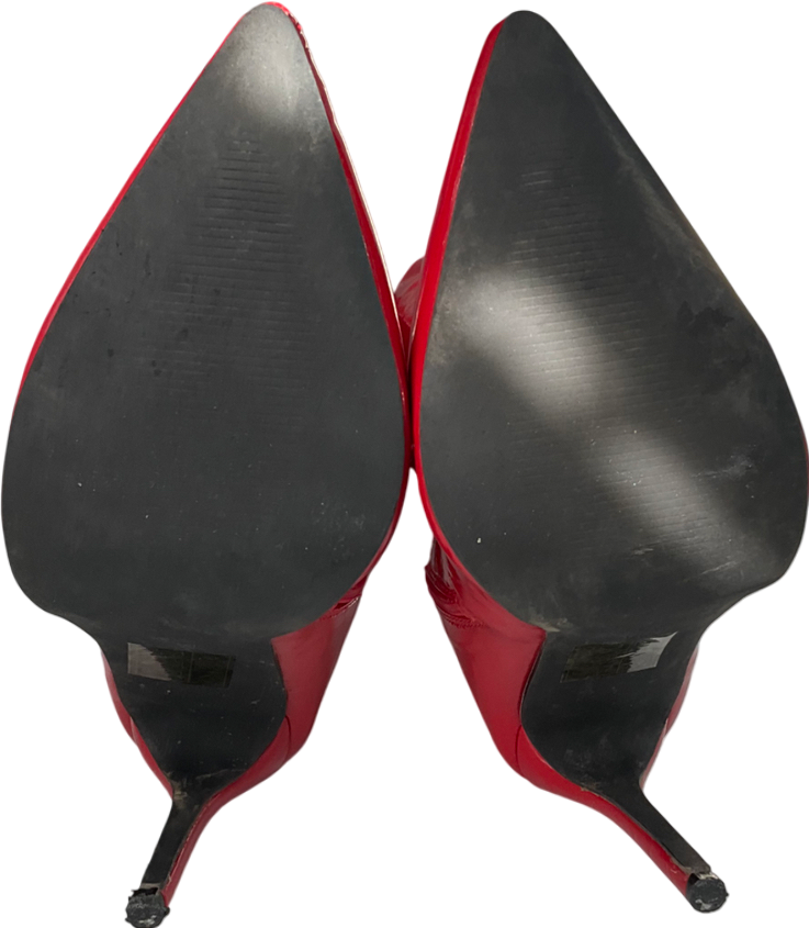 Public Desire Confidence Wide Fit Red Patent Stiletto Heeled Over The Knee Pu Boot UK 9 EU 42 👠