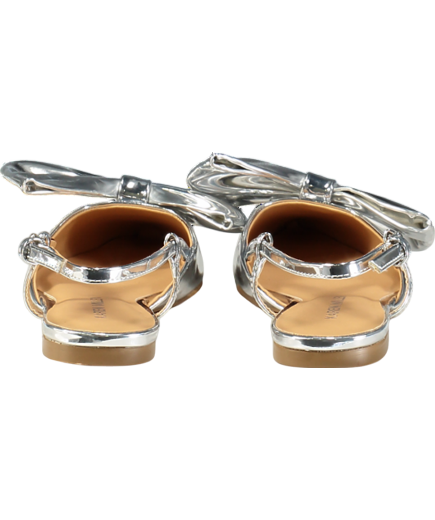 Karen Millen Metallic Pu Bow Detail Flat Pumps UK 5 EU 38 👠