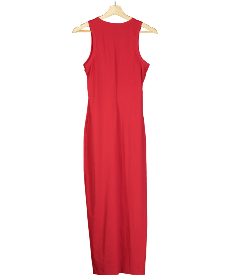 TRVL DRSS Red Ribbed Sleeveless Maxi Dress UK S