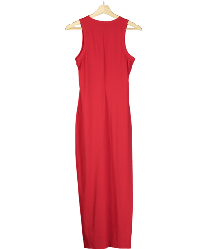 TRVL DRSS Red Ribbed Sleeveless Maxi Dress UK S