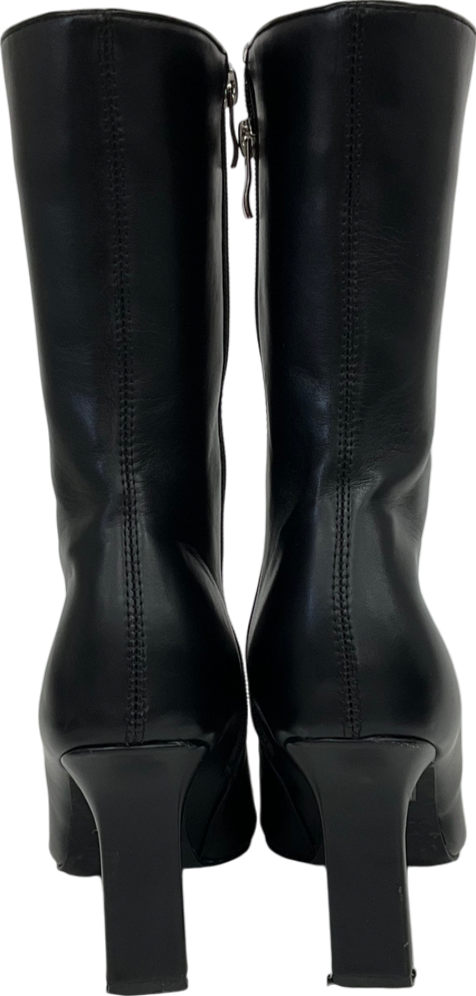 PrettyLittleThing Black Square Toe Boots UK 6 EU 39 👠