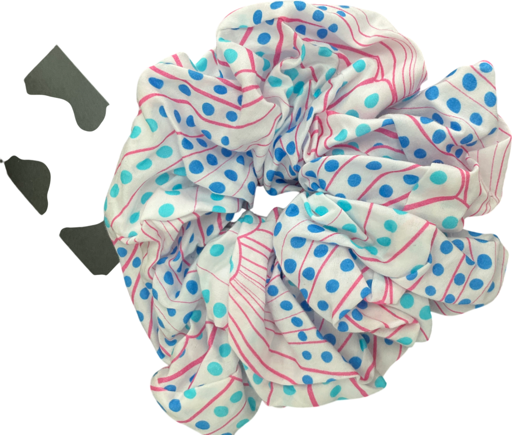 Multicoloured Patterned Large Hair Scrunchie One Size