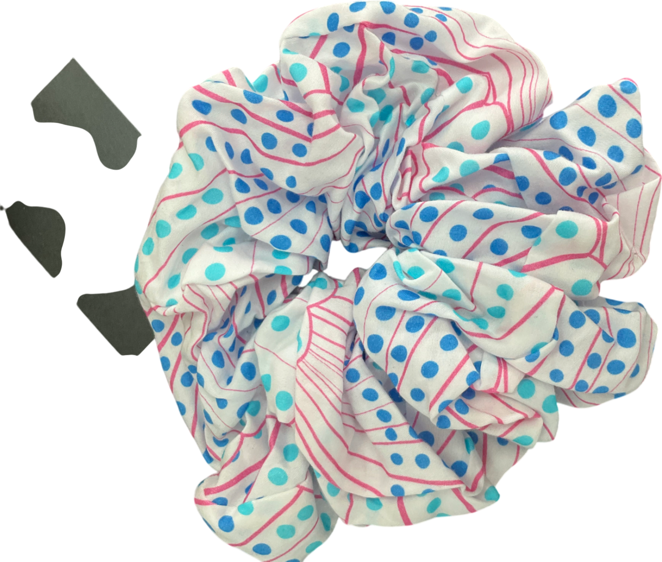 Multicoloured Patterned Large Hair Scrunchie One Size