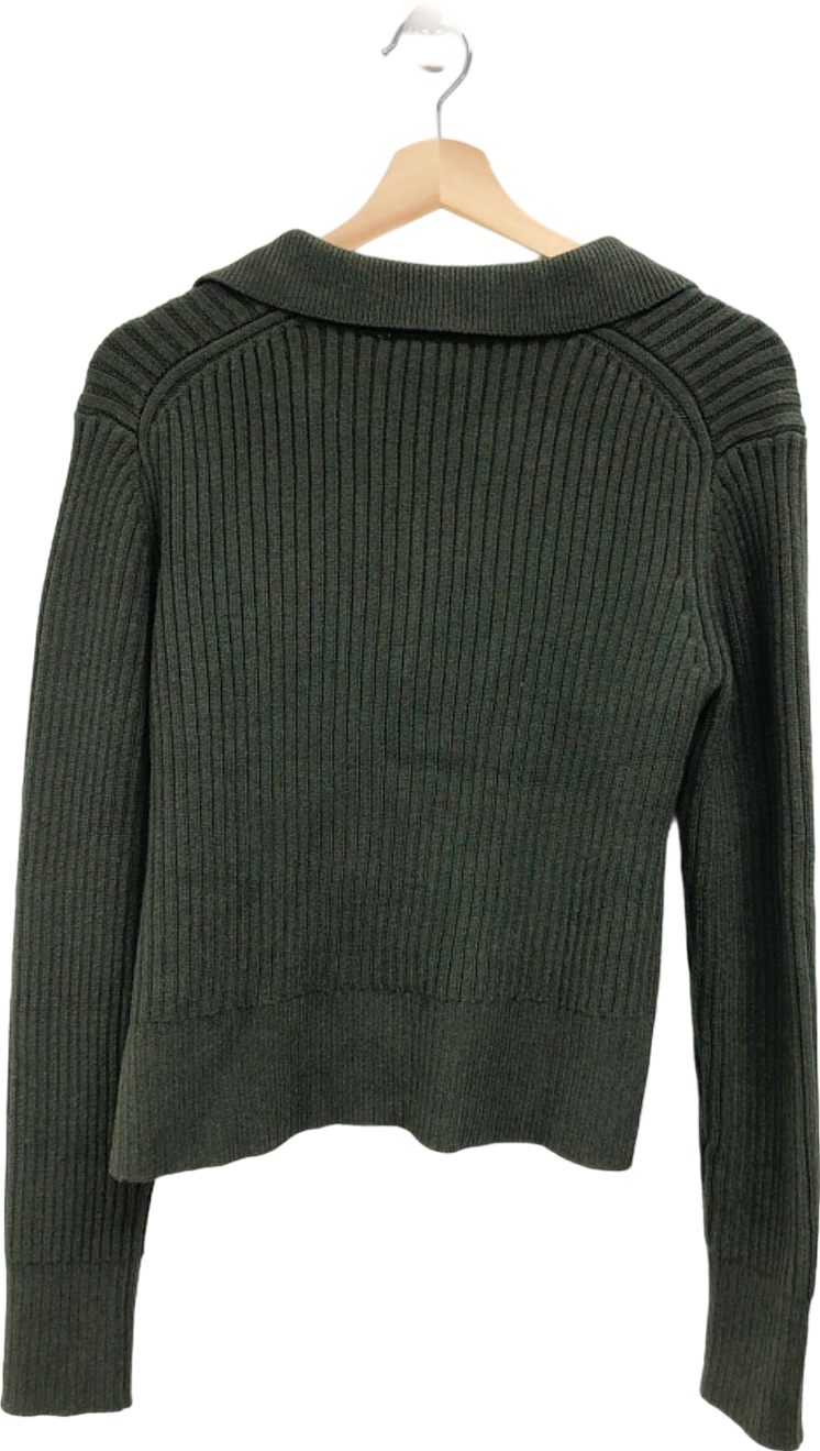 Weekday Green Halima Pike Rib Sweater UK S