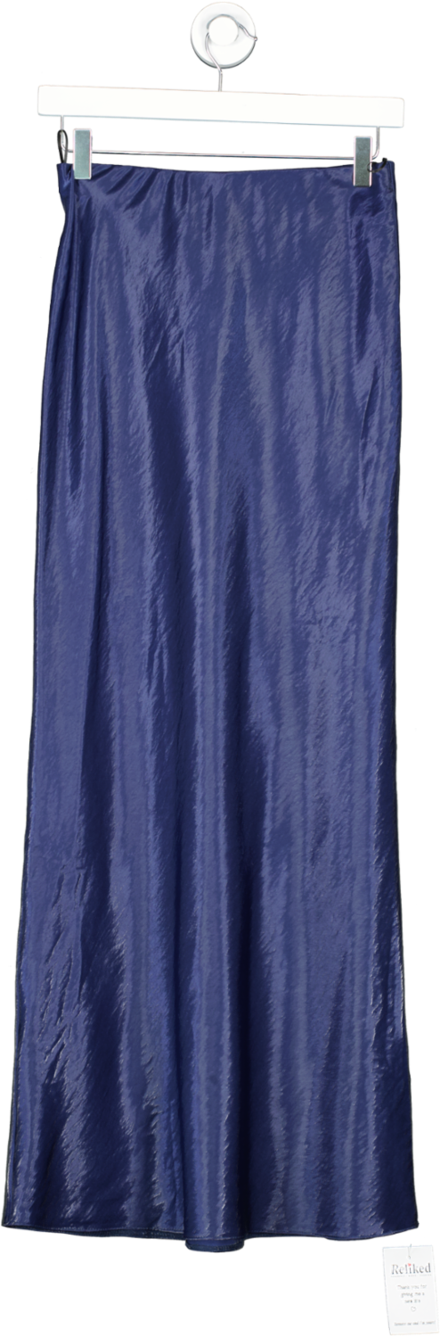 New Look Blue Satin Midi Skirt UK 6