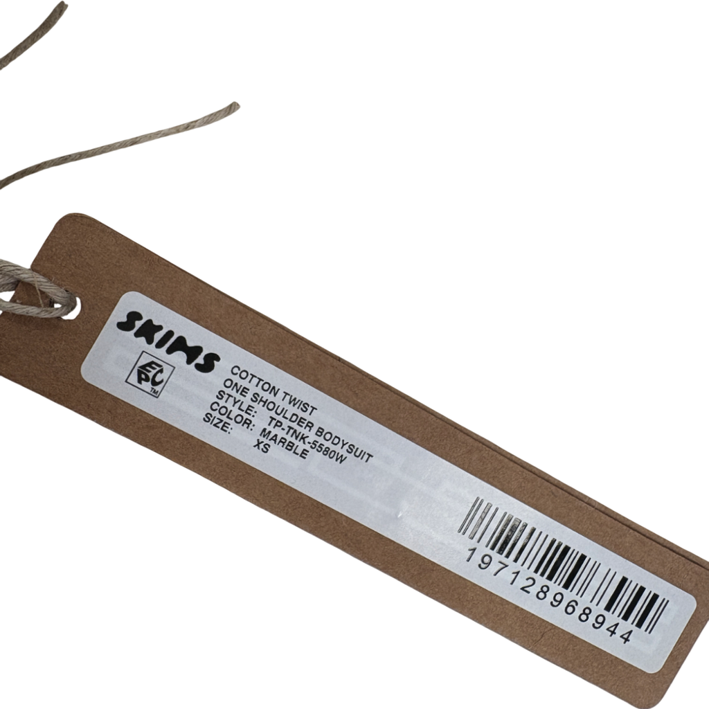 SKIMS Cream Cotton Twist One Shoulder Bodysuit UK XS