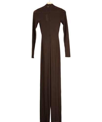 Naked Wardrobe Brown Smooth Mock Neck Maxi Dress UK S