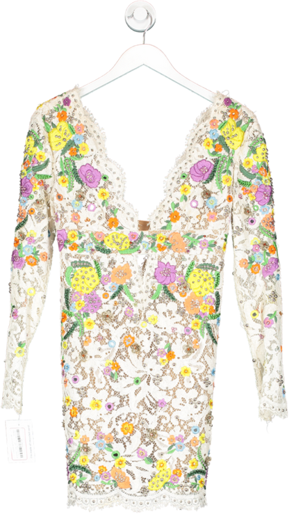 Emilio Pucci Spring 2015 Runway Embroidered Lace Stud Floral Dress UK 6