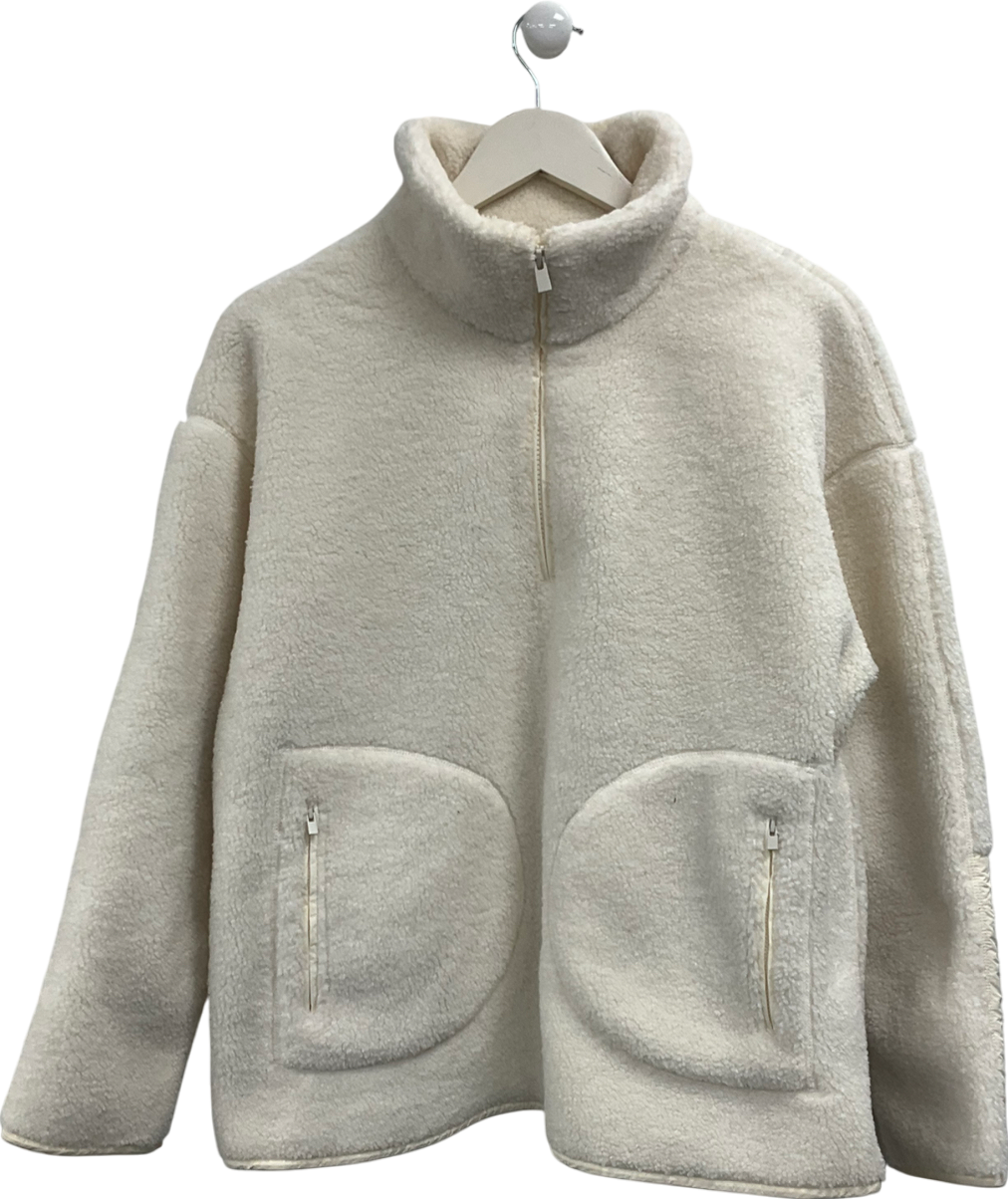 Sweaty Betty White Plush Fleece Textured Half Zip UK S