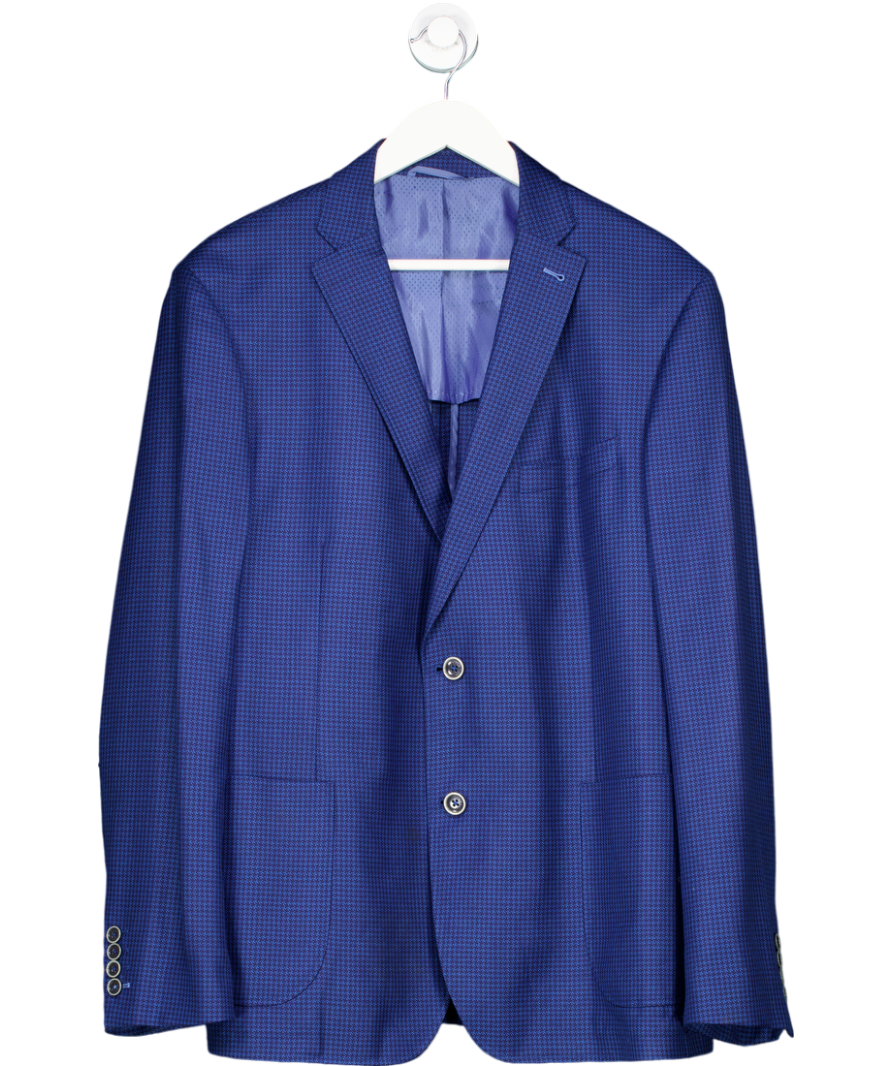 Mirto Madrid Blue Single Breasted Wool Blazer UK L/XL