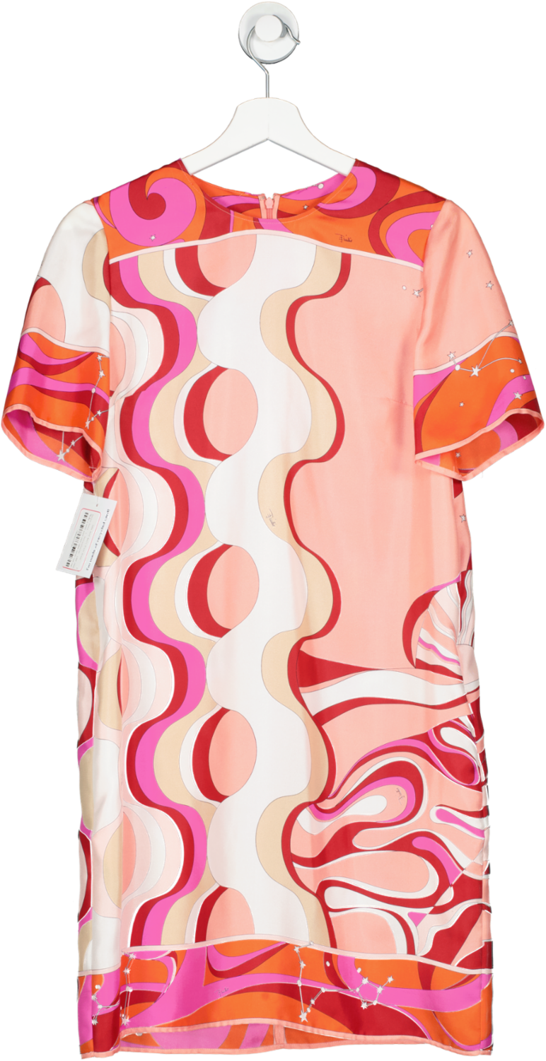 Emilio Pucci Multicoloured 100% Silk Swirl Print Dress UK 8