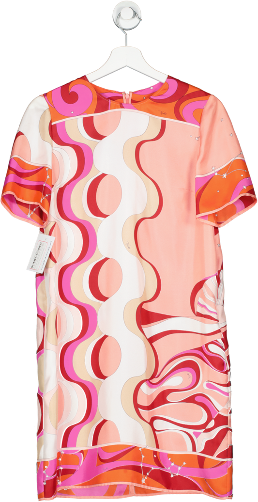 Emilio Pucci Multicoloured 100% Silk Swirl Print Dress UK 8