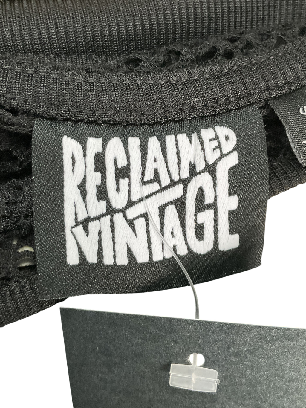 Reclaimed Vintage Black Open Knit Assymettric Top UK S