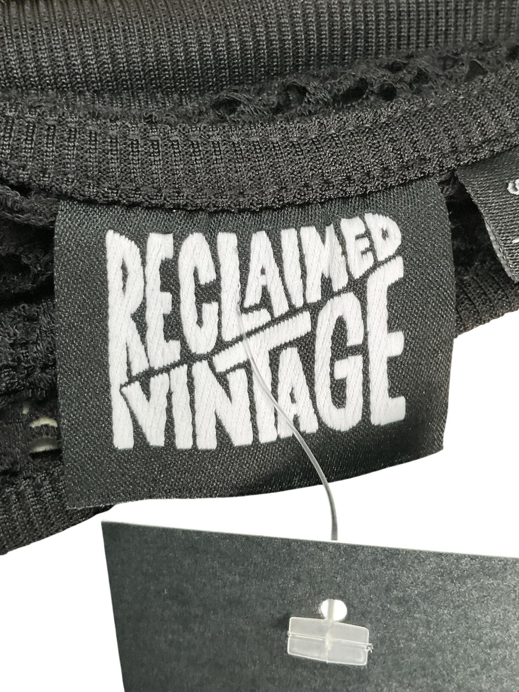 Reclaimed Vintage Black Open Knit Assymettric Top UK S