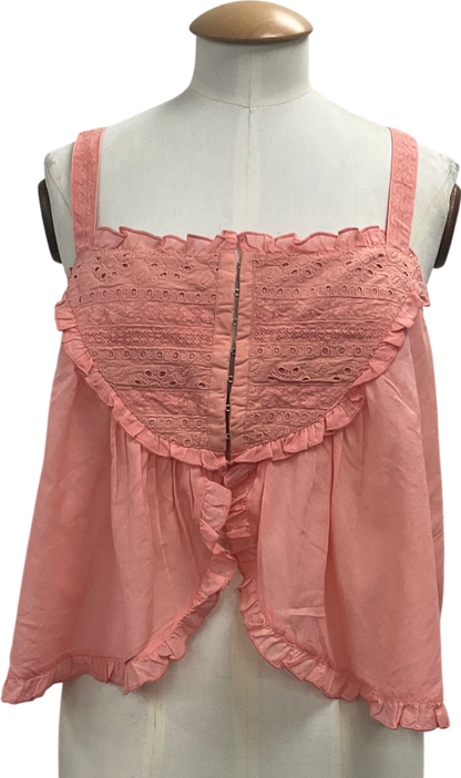 Free People Pink Sweet Sarah Relaxed Square Neck Top UK M