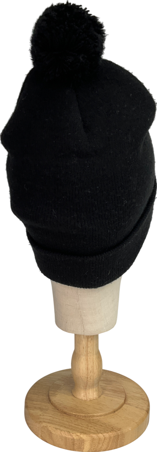 Tuque Black Pom Pom Knit Hat One Size