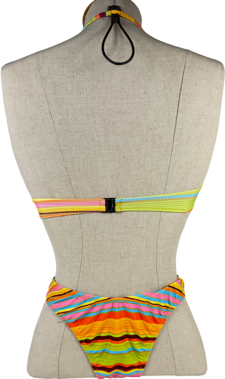 LOLEIA Multicoloured Stripe Bikini (2 Different Bikini Top Styles) UK XS
