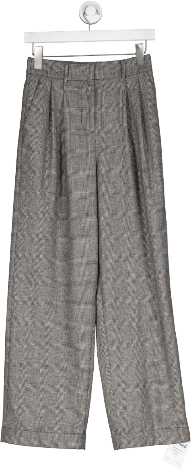 lilysilk Grey Wide Leg Wool-flannel Suit Trousers UK 4