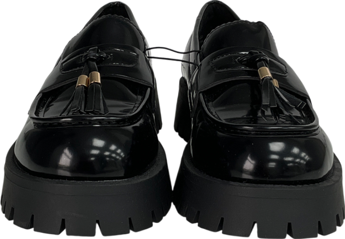 Next Black Patent Chunky Tassel Loafers UK 8 EU 41 👠