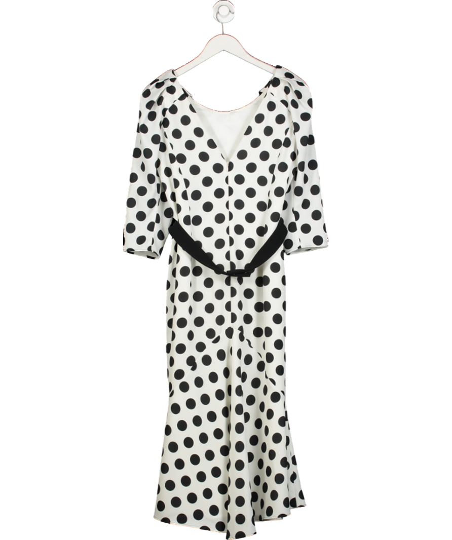 Luis Civit White Polka Dot Midi Dress UK 12