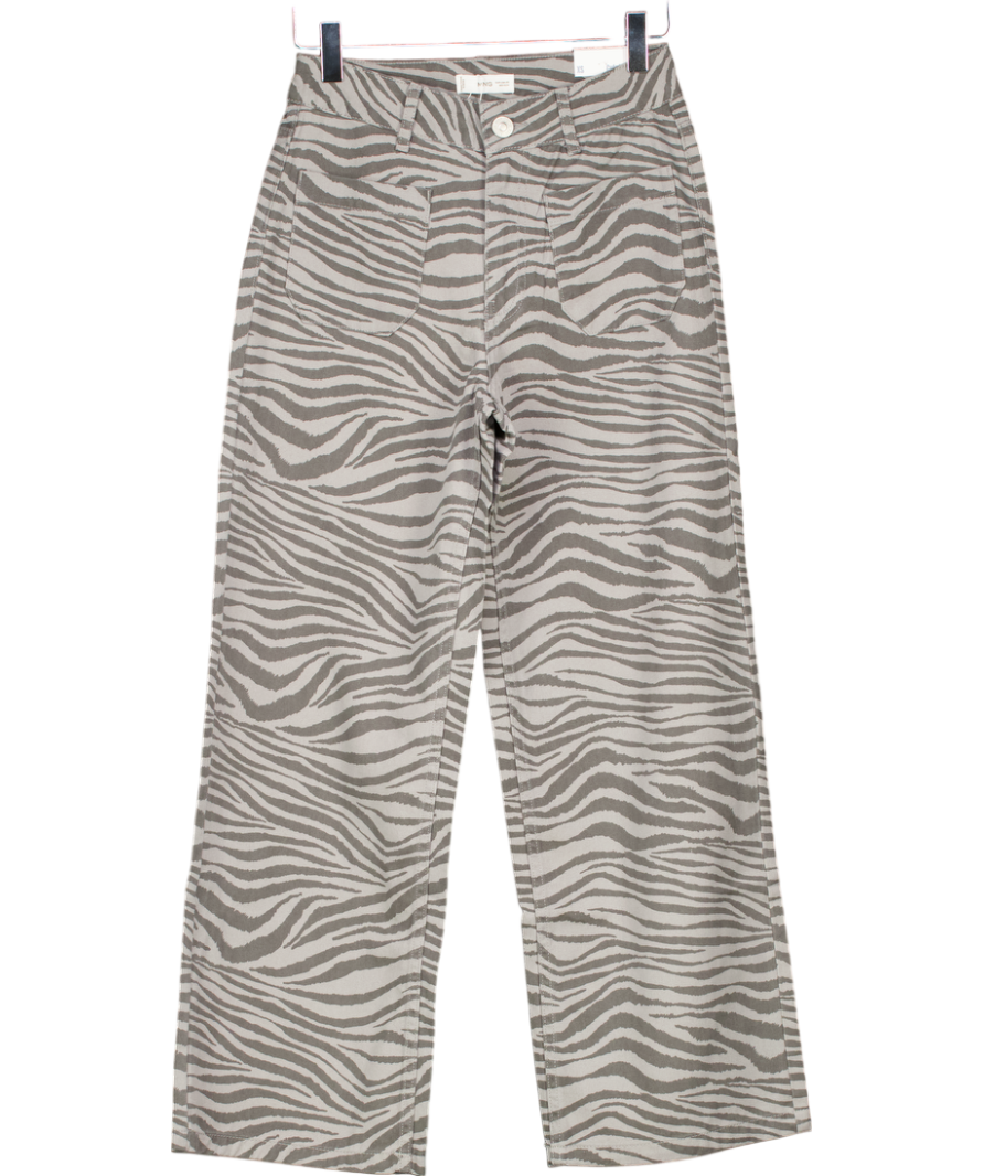 MANGO Grey Zebra Print Trousers UK XS