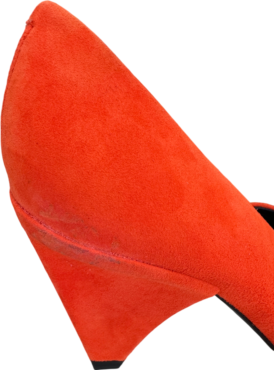 SIGERSON MORRISON Orange Flame Oranfe Suede Leather D'orsay Heels UK 5 EU 38 👠