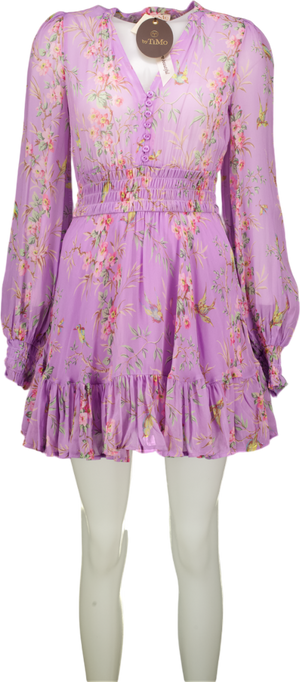 ByTimo Purple Lilac Mini Long Sleeved Dress In Plum Garden UK M