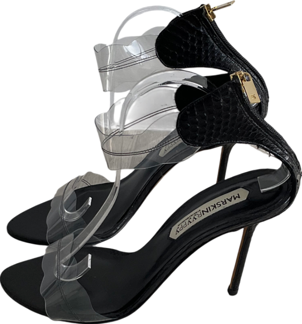 Marskinryypyy Black Pauwau Ankle Strap Heeled Sandals UK 8 EU 41 👠