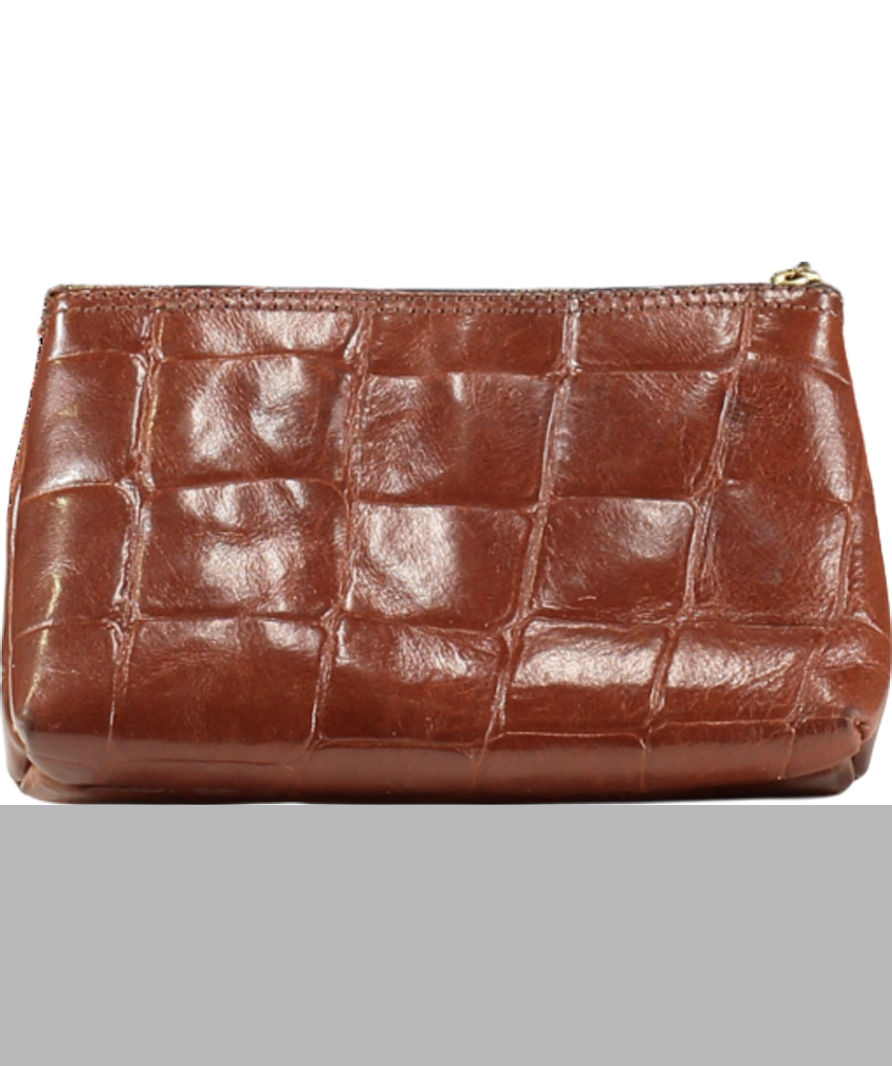 Mulberry Brown Croc Oak Leather Pouch One Size