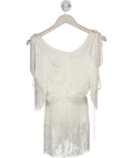 Karen Millen White Draped Fringe Knitted Top UK XS