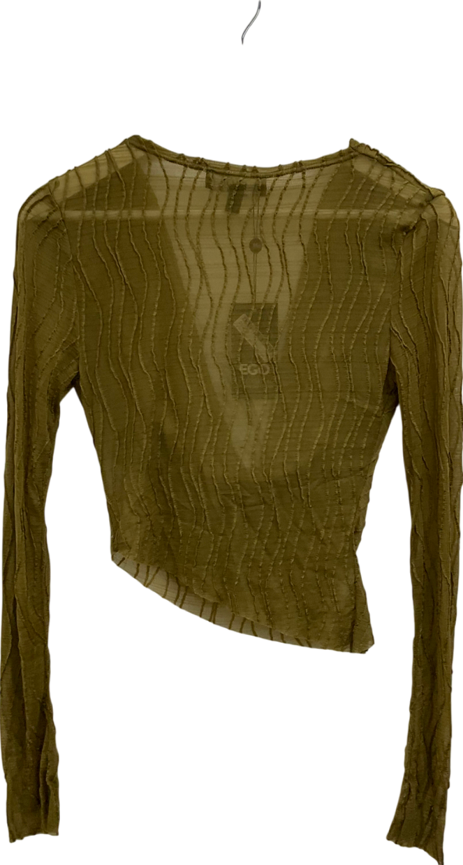 Ego Green Cowl Neck Long Sleeve Textured Top UK 8