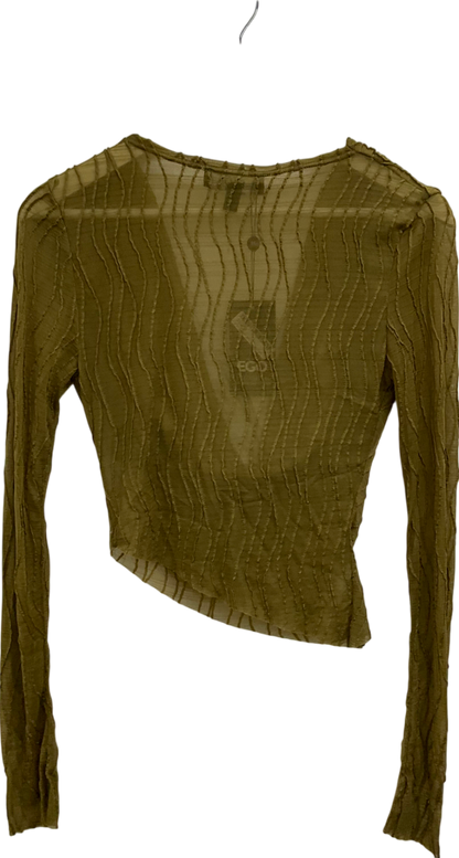 Ego Green Cowl Neck Long Sleeve Textured Top UK 8