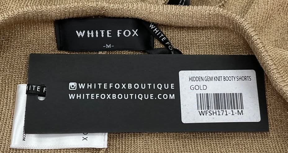 White Fox Beige Hidden Gem Halter Knit Top And Shorts Set UK M