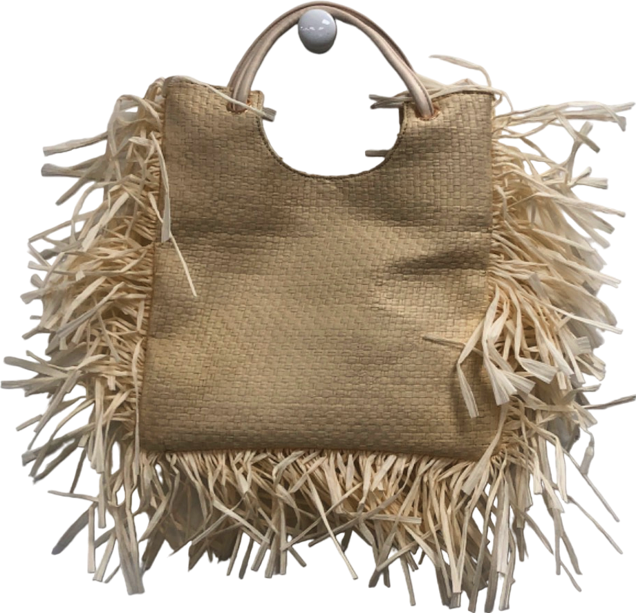 PRETTYLITTLETHING Beige Raffia Tote Bag One Size