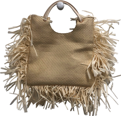 PRETTYLITTLETHING Beige Raffia Tote Bag One Size