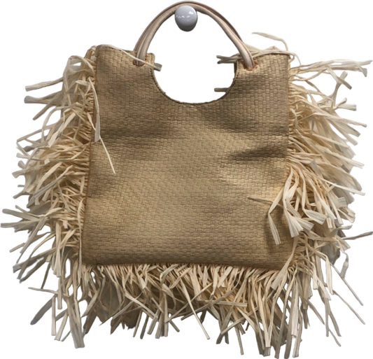 PRETTYLITTLETHING Beige Raffia Tote Bag One Size