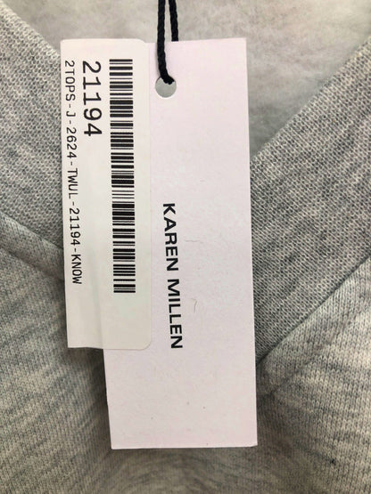 Karen Millen Grey Fleece Jersey V-Neck Sweatshirt UK S