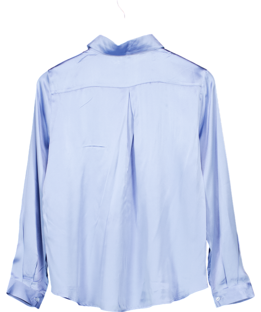 intimissimi Blue Long Sleeve 100% Silk Shirt UK S