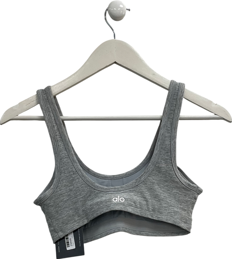alo yoga Grey Centre Stage Crop Top UK XS