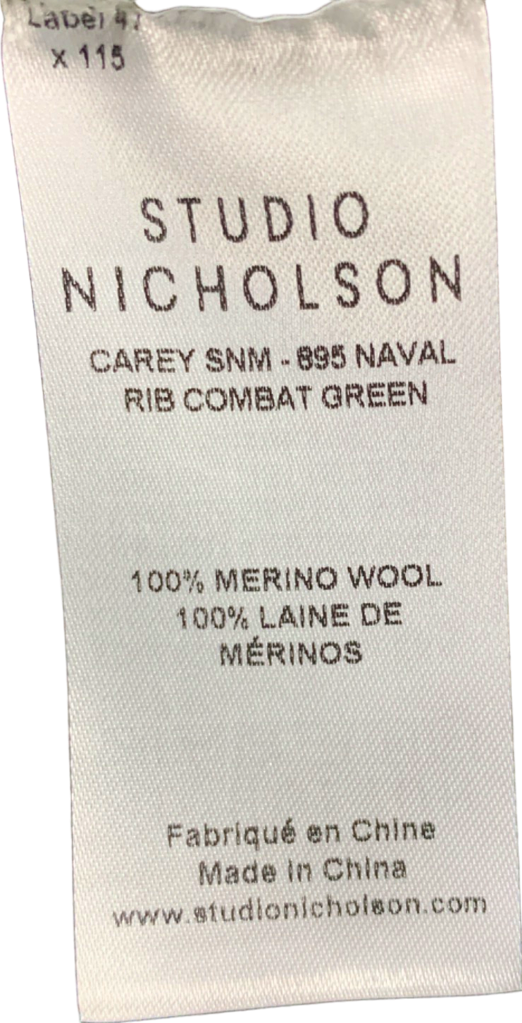 Studio Nicholson Green Carey SNM-8985 Naval Rib Combat Green Jumper UK M