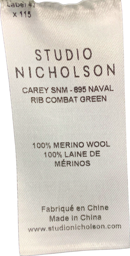 Studio Nicholson Green Carey SNM-8985 Naval Rib Combat Green Jumper UK M