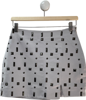 4th & Reckless Metallic Daphne Silver Embellished Mini Skirt UK 6