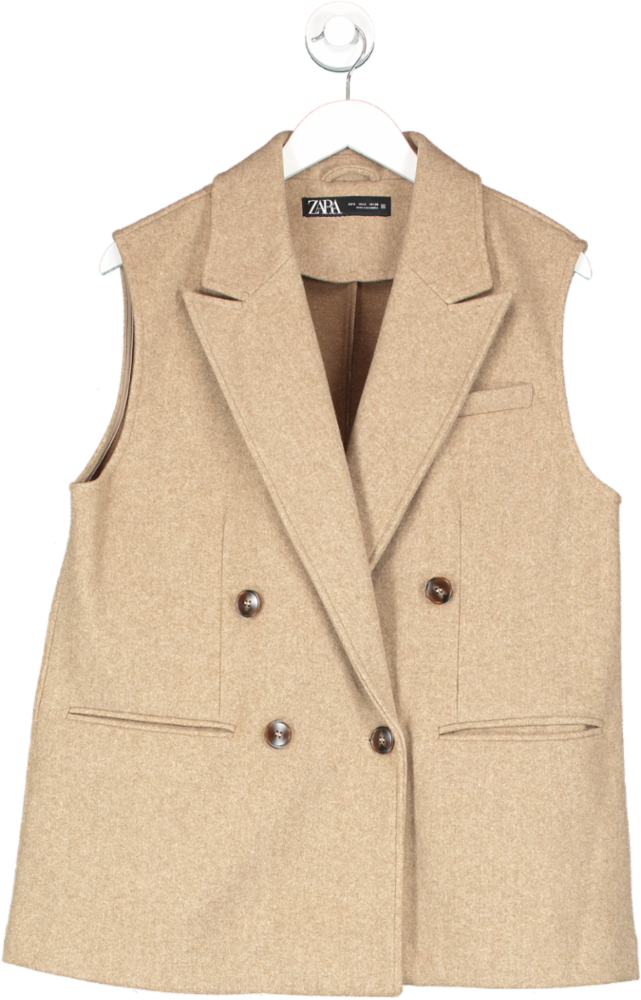 ZARA Brown Sleeveless Soft Jacket UK S